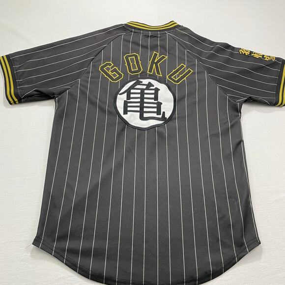 Dragon Ball-Z Goku Jersey size S Box Lunch Crunchy Roll Black Yellow Pinstripe - Picture 2 of 9